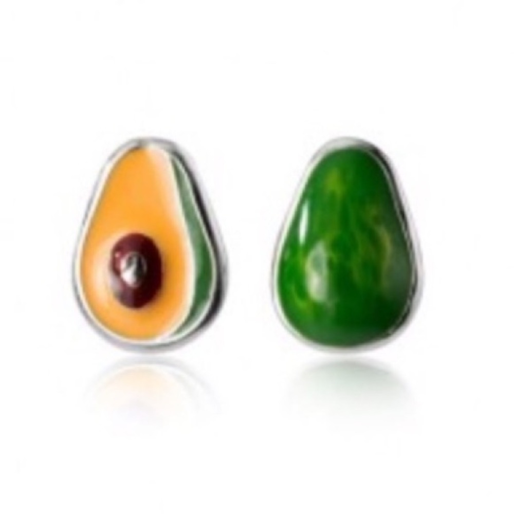 Avocado Earrings 925 Sterling Silver Asymmetric NEW